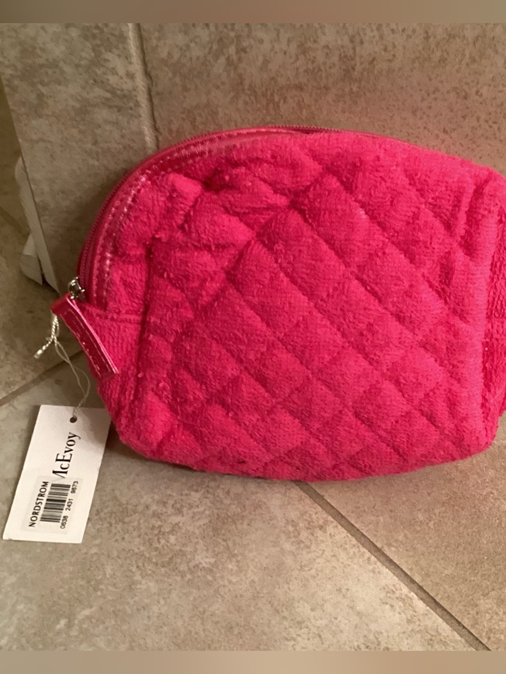 NWT Hot Pink Quilted Trish McEvoy Makeup Pouch